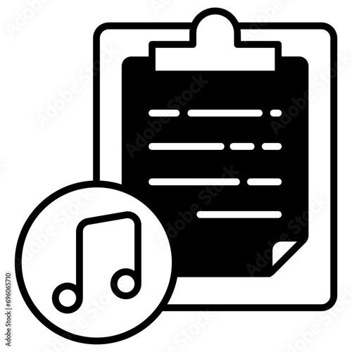 Note pad solid glyph icon illustration