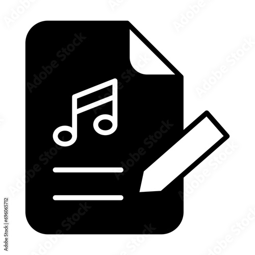 Note edit solid glyph icon illustration