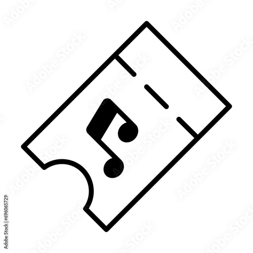Music Ticket solid glyph icon illustration
