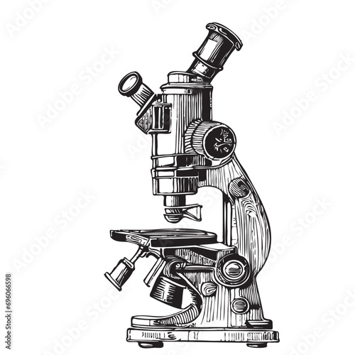 Science microscope retro hand drawn sketch Science and medicine