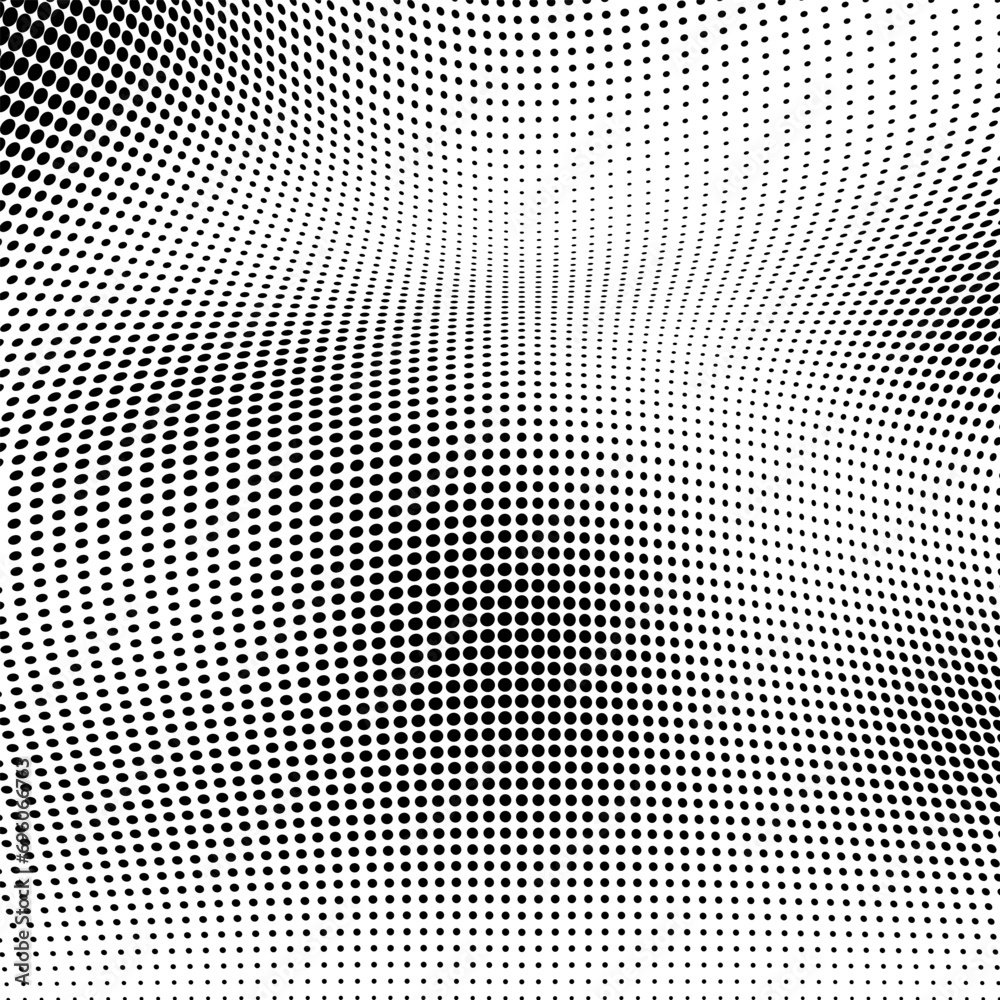 Abstract halfton texture in black and white. Background of black dots on white. A blank for your design