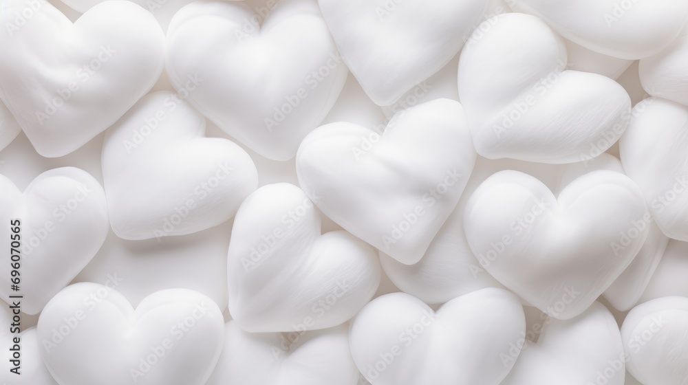 dreamy atmosphere with an image of cotton fabric hearts on a pristine white background. dreamy atmosphere with an image of cotton fabric hearts on a pristine white background.