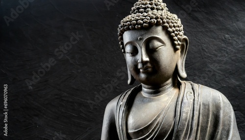 rock buddha statue on black background carved buddha portrait