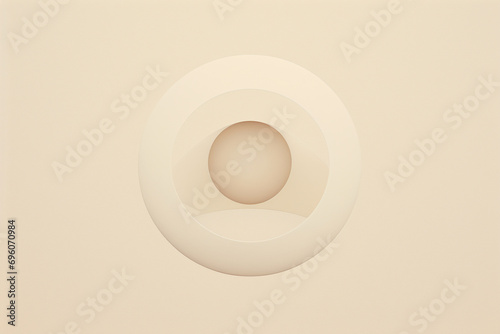 A minimalist abstract design with a solitary circular form in muted tones against a soft, neutral background.