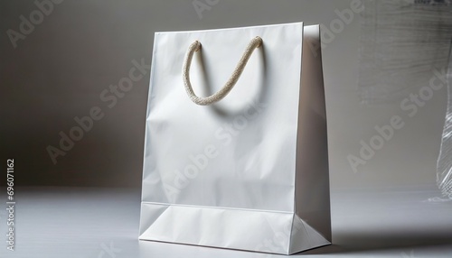 white paper bag on white background