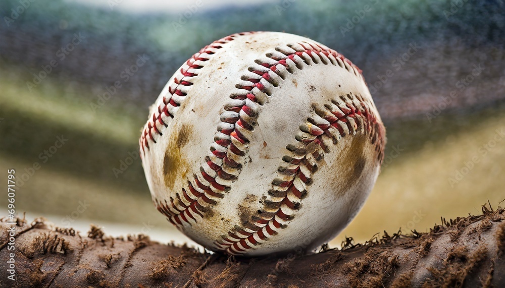 closeup of a dirty baseball