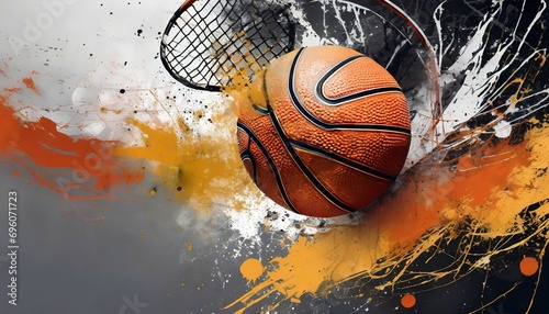 basketball banner background abstract basketball paintbrush background with copy space © Josue