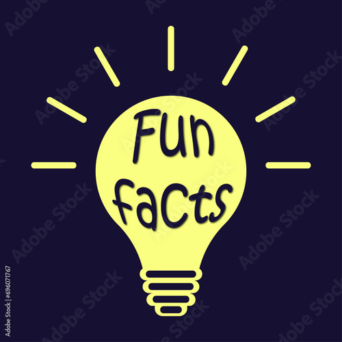 Badge or button on light bulb background. Fun facts label. Quick tips, helpful tricks vector logos, emblems and banners. Helpful idea, solution and trick