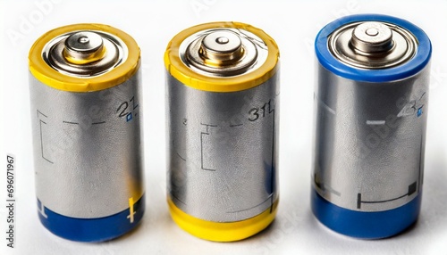 three batteries aaa aa and pp3 on white background photo