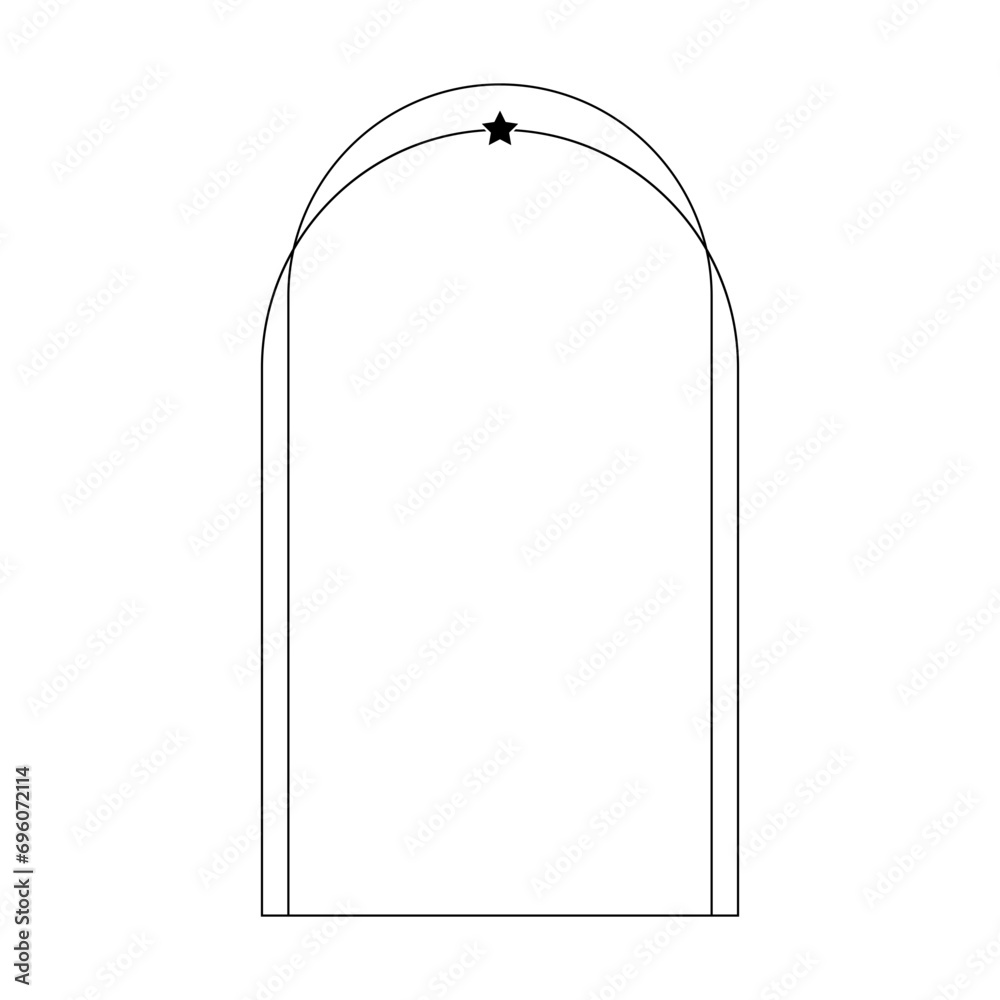 Arch frame border icon with star shape symbol for decorative vintage doodle element for design in vector illustration Arch frame border icon with star shape symbol for decorative vintage doodle element for design in vector illustration