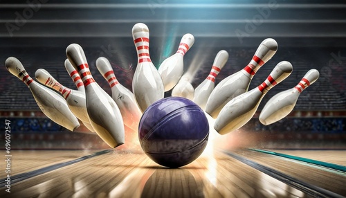 bowling ball hitting pins strike picture photo