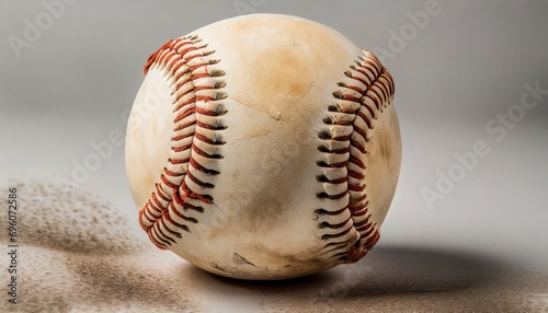 worn baseball on white background