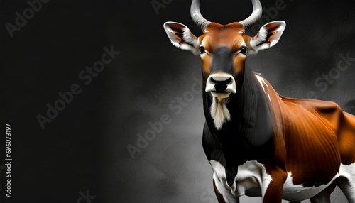 banteng in the dark and white background photo