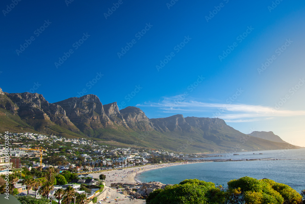 View of the Cape Town beaches in the late afternoon. South Africa