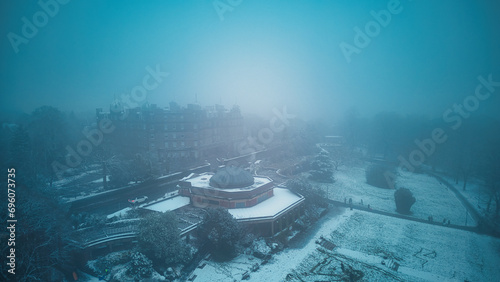 misty morning in the city in Harrogate, North Yorkshire photo