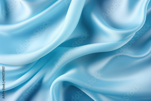 Pale blue satin texture, fabric silk background with beautiful soft blur pattern, natural glow. Smooth elegant blue silk, luxury cloth texture. Abstract background with copy space. photo