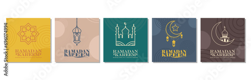 Islamic greeting card set template with ramadan for wallpaper design Poster, social media post, media banner. vector illustration