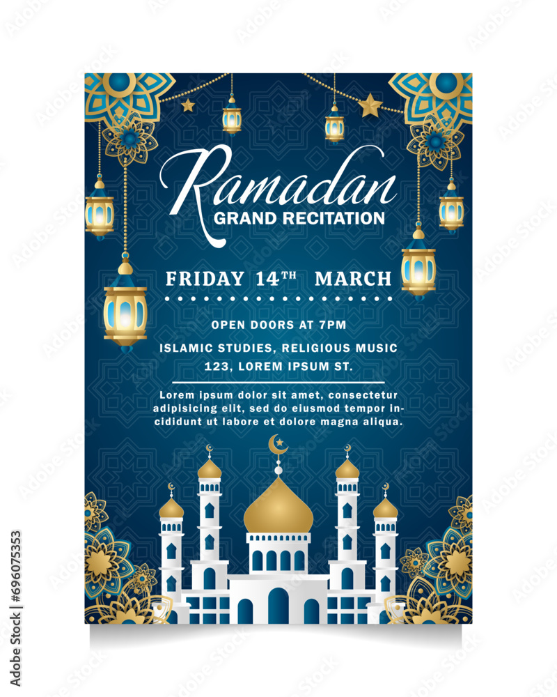 ramadan celebration vertical poster template, vector illustration