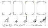 Set of vintage borders and frames with beautiful filigree, decorative vector illustration..