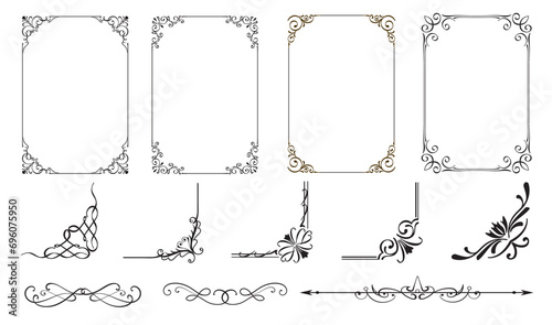 Set of vintage borders and frames with beautiful filigree, decorative vector illustration..