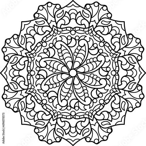 Mandala. Oriental circular pattern for Henna, tattoos, and decorations. Coloring book page. Vector illustration.