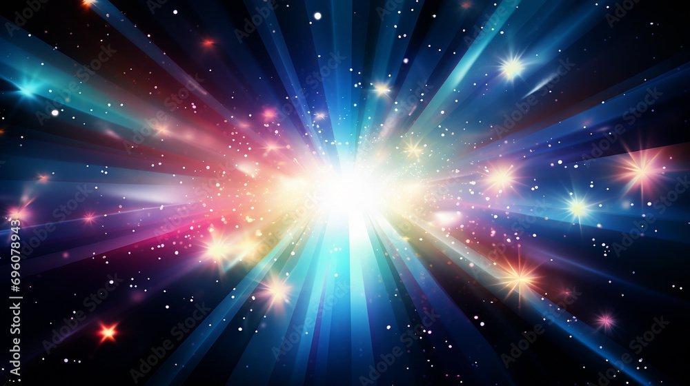 Great background with shining stars and rays