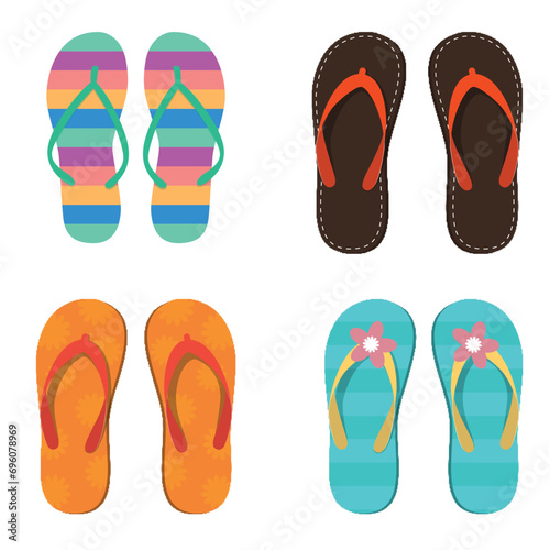 set of vector images of summer, umbrella and chaise longue