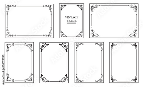 Vintage rectangular frames und borders, retro elegant ornamental floral ornaments