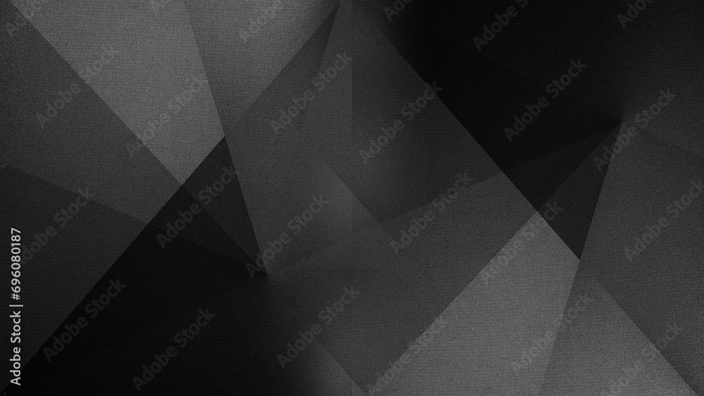 Black white dark gray abstract background. Geometric pattern shape. Line triangle polygon angle. Gradient. Shadow. Matte. 3d effect. Rough grain grungy. Design. Template. Presentation. - obrazy, fototapety, plakaty 