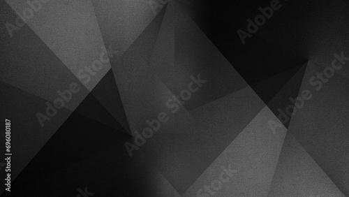 Black white dark gray abstract background. Geometric pattern shape. Line triangle polygon angle. Gradient. Shadow. Matte. 3d effect. Rough grain grungy. Design. Template. Presentation.
