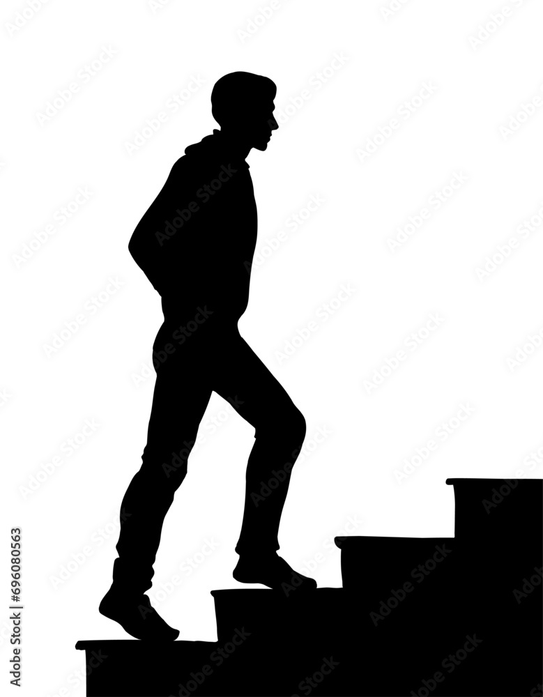 Vector drawing. Man rise up on stais Vector drawing. Man rise up on stais