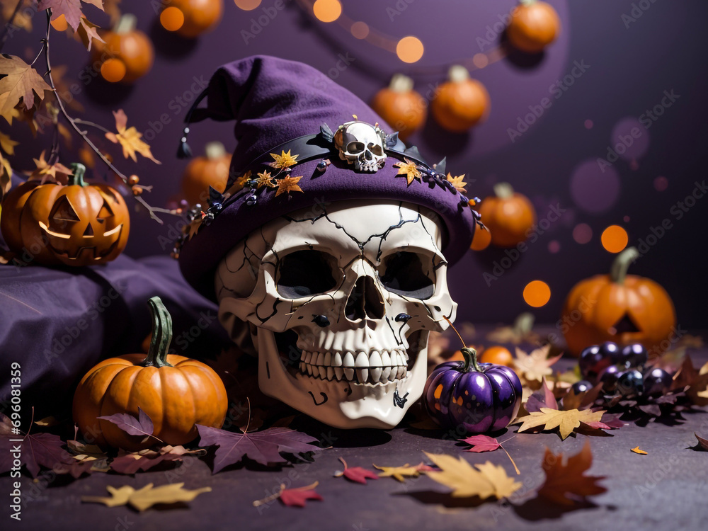halloween pumpkin and skull halloween pumpkin and skull