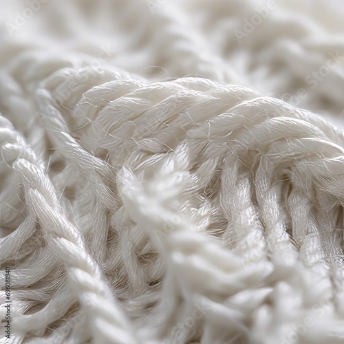 Fragments of beauty: macro photography of white fabric fibers photo