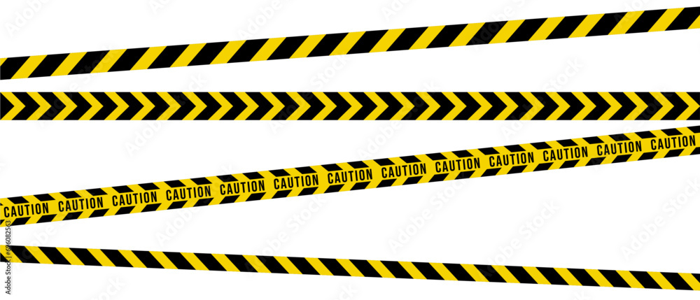 Collection of yellow and black barricade tape. Vector illustration ...