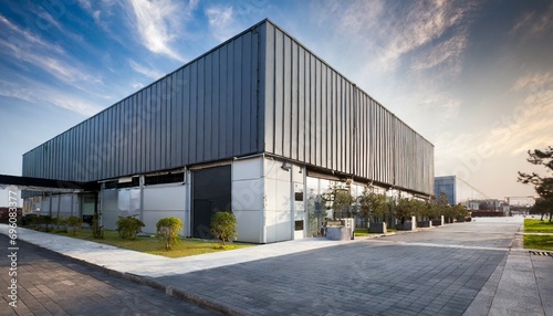 modern commercial building located in industrial park photo