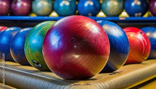 close up of bowling balls