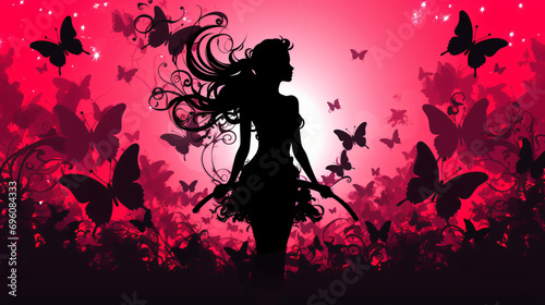 Butterfly fairy silhouette Vector illustration