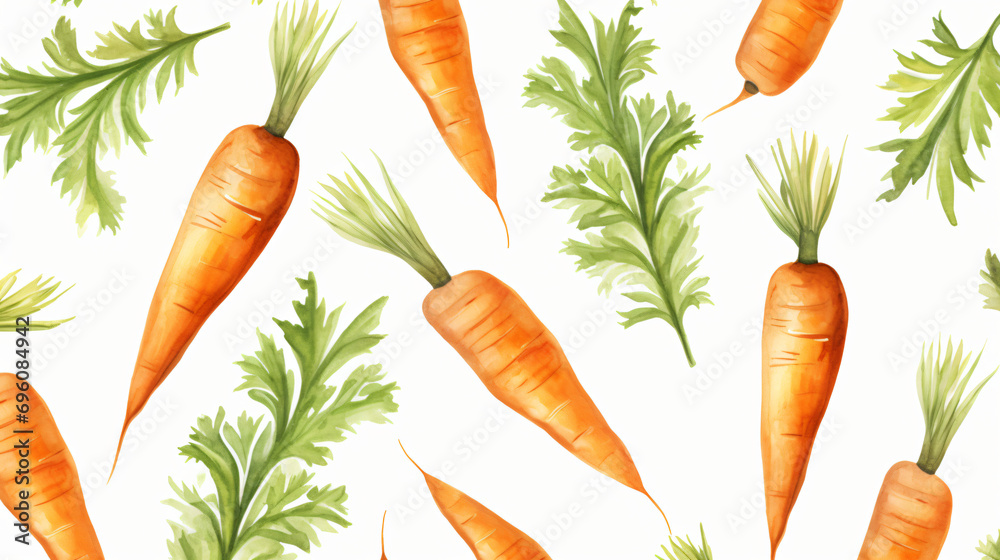 Carrot watercolor seamless pattern Vector illustration