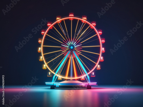  Nocturnal Carousel Dance: Abstract Interpretation of a Spinning Ferris Wheel at Night