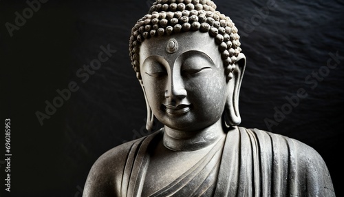 rock buddha statue on black background carved buddha portrait