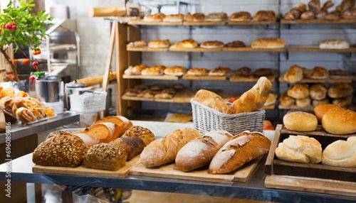 display of ordinary bakery with bread and buns