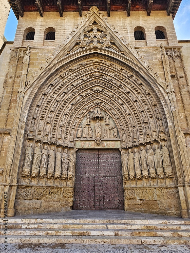 Gothic façade of the cathedral of Huesca