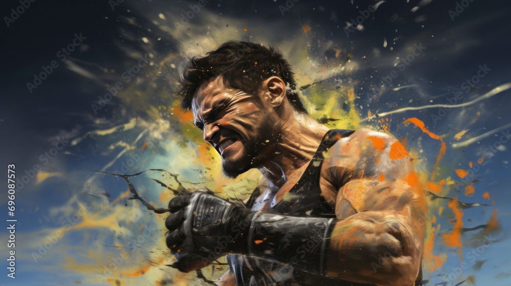 MMA fighter, background, splash martial art MMA fighter, background, splash martial art