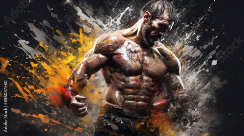 MMA fighter, background, splash martial art