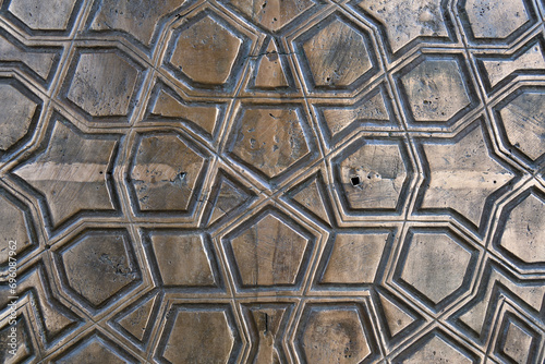 Medieval bronze door. Detail. Ottoman ornament. Istanbul, Turkey