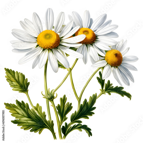 drawn white chamomile flower on a white background isolate