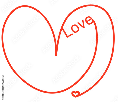 Stylized red heart with writing - Love - Valentine's Day vector graphics - declaration of love - card, message