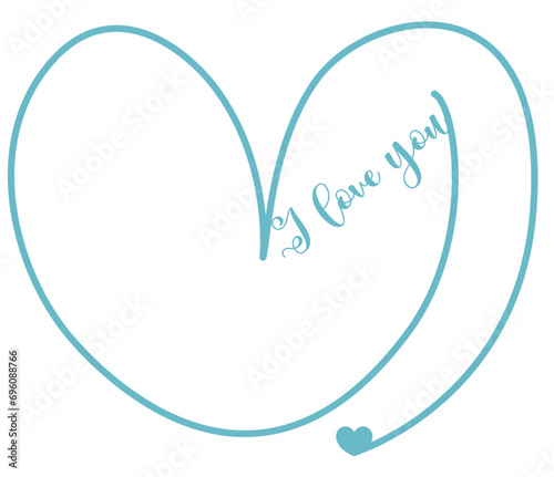 Stylized light blue heart with writing - I Love you - Valentine's Day vector graphics - declaration of love - card, message