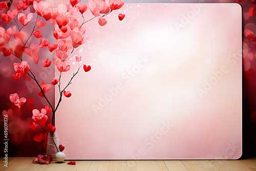 Valentine's Day greeting card mockup with hearts, flowers and blank frame for your words of love © milicenta