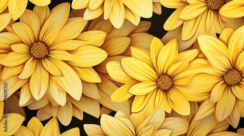 Chrysanthemum seamless background with yellow plumeria